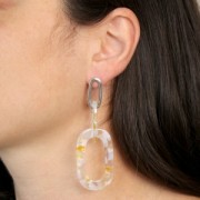 Pendentif maillon XXL acétate 64x26 mm Ecaille de tortue Transparent - Jaune fluo