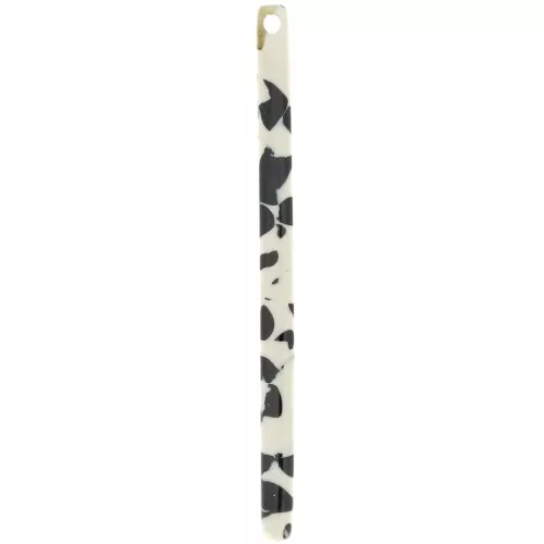 Pendentif barre 40x2.5 mm - Tacheté Noir - Beige x1