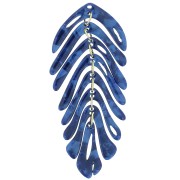 Pendentif feuille 71x28 mm - Ecaille de tortue - Bleu nuit nacré x1