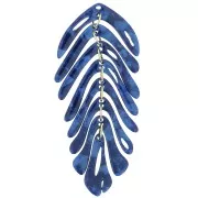 Pendentif feuille 71x28 mm - Ecaille de tortue - Bleu nuit nacré x1