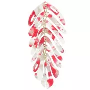 Pendentif feuille 71x28 mm - Ecaille de tortue - Rouge x1
