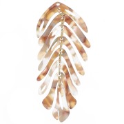 Pendentif feuille 71x28 mm - Ecaille de tortue - Multi marron - Gris nacré x1