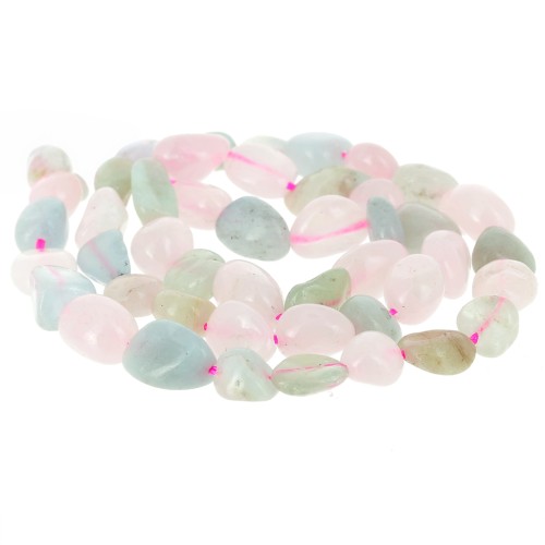 Perles nuggets irréguliers 8 - 11 mm en pierre gemme  - Morganite x40cm