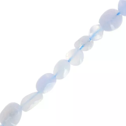 Perles nuggets irréguliers 6 - 7 mm en pierre gemme - Calcédoine bleue x39cm