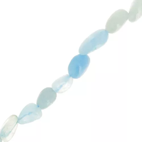 Perles nuggets irréguliers 6 - 7 mm en pierre gemme - Aigue-marine x39cm