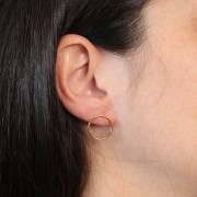 Boucles d'oreilles cercle évidé 15 mm - Doré à l'or fin x2