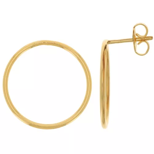 Boucles d'oreilles cercle évidé 20 mm - Doré à l'or fin x2