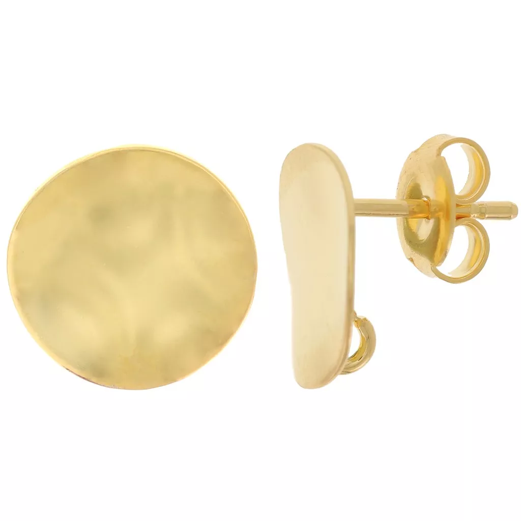 Boucles D'oreilles Clous Dorés Avec Pierre Ronde Transparente - Occasion