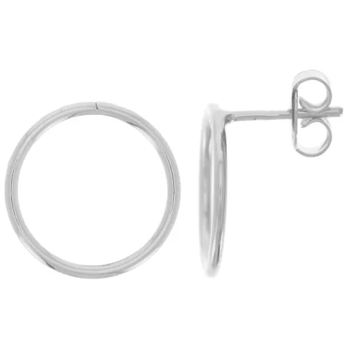 Boucles d'oreilles cercle évidé 15 mm - Placage argent fin x2