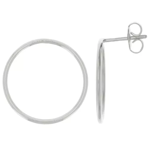 Boucles d'oreilles cercle évidé 20 mm - Placage Argent fin x2