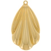 Pendentif coquillage bombé 33x19 mm - Doré à l'or fin x1|raw }}