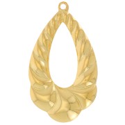 Pendentif goutte évidé bombé 33x19 mm effet tressé - Doré à l'or fin x1|raw }}