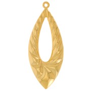 Pendentif goutte évidé bombé 40x16.5 mm effet tressé - Doré à l'or fin x1