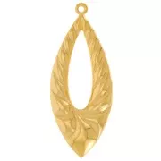 Pendentif goutte évidé bombé 40x16.5 mm effet tressé - Doré à l'or fin x1