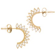 Créoles ouvertes ethnique 20mm avec résine époxy - Acier inox 316L Doré - Blanc x2|raw }}