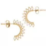 Créoles ouvertes ethnique 20mm avec résine époxy - Acier inox 316L Doré - Blanc x2