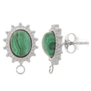 Clous d'oreilles ovale 16x11 mm pour cabochon 8x6 mm - Acier inoxydable 304L x2