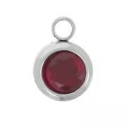 Breloque pierre de naissance 6 mm oxyde zirconium Janvier - Acier inox 304L  - Siam