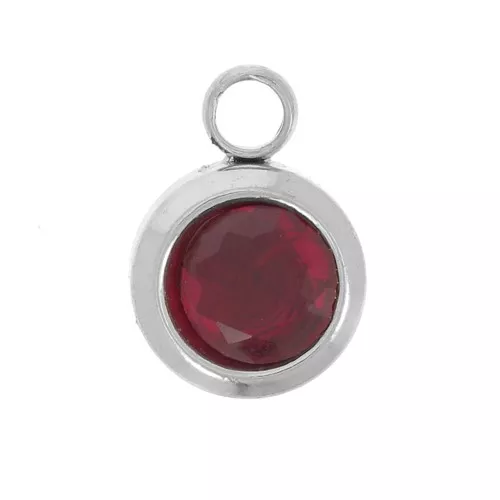 Breloque pierre de naissance 6 mm oxyde zirconium Janvier - Acier inox 304L - Siam