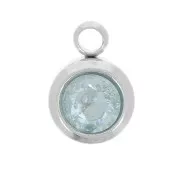 Breloque pierre de naissance 6mm oxyde zirconium Mars - Acier inox 304L  Aquamarine
