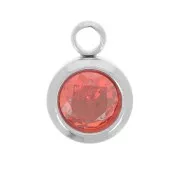 Breloque pierre de naissance 6 mm oxyde zirconium Juillet Acier inox 304L - Rubis
