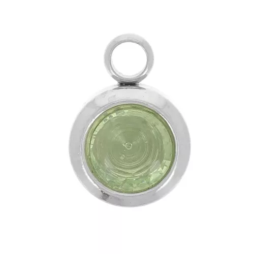 Breloque pierre de naissance 6 mm oxyde zirconium Août Acier inox 304L - Péridot