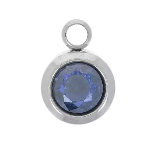 Breloque pierre naissance 6 mm oxyde zirconium Septembre Acier inox 304L - Saphir