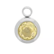 Breloque pierre de naissance 6 mm oxyde zirconium Novembre Acier inox 304L  - Jaune