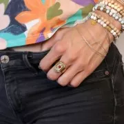 Bague rectangle T.53 à T.57 motif étoile pour cabochon 3 mm - Acier inox 304L Doré