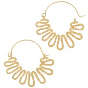 Créoles vagues martelée 34x35 mm - Acier Inoxydable 304L Doré x2