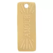 Breloque rectangle 13x5 mm - motif amour - Acier inoxydable 304L Doré x1