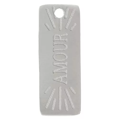 Breloque rectangle 13x5 mm - motif amour - Acier inoxydable 316L x1
