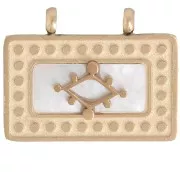 Pendentif rectangle oeil 12x16 mm avec nacre - Acier inoxydable 316L Doré x1