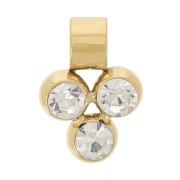 Mini breloque 8x6 mm avec 3 oxydes de zirconium - Acier inoxydable 304L Doré x1|raw }}