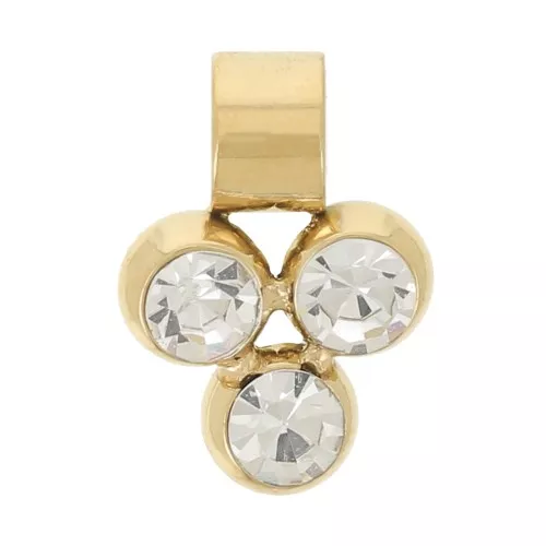 Mini breloque 8x6 mm avec 3 oxydes de zirconium - Acier inoxydable 304L Doré x1