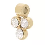 Mini breloque 8x6 mm avec 3 oxydes de zirconium - Acier inoxydable 304L Doré x1