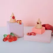 Bague large martelée réglable et anneau ouvert - T.53 à 58 Acier inox 316L Doré