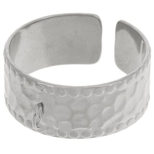 Bague large martelée réglable et anneau ouvert - T.53 à 58 Acier inoxydable 316L