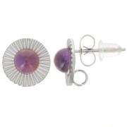 Clous d'oreilles ronds 10 mm texturés pour cabochon 5mm - Acier inoxydable 304L x2