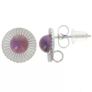 Clous d'oreilles ronds 10 mm texturés pour cabochon 5mm - Acier inoxydable 304L x2