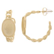 Créoles chaîne 27 mm pour cabochon 14x10 mm - Acier inoxydable 316L Doré x2