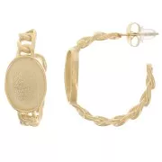 Créoles chaîne 27 mm pour cabochon 14x10 mm - Acier inoxydable 316L Doré x2