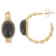 Créoles chaîne 27 mm pour cabochon 14x10 mm - Acier inoxydable 316L Doré x2