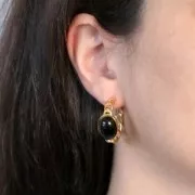 Créoles chaîne 27 mm pour cabochon 14x10 mm - Acier inoxydable 316L Doré x2