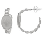 Créoles chaîne 27 mm pour cabochon 14x10 mm - Acier inoxydable 304L x2|raw }}