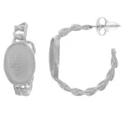 Créoles chaîne 27 mm pour cabochon 14x10 mm - Acier inoxydable 304L x2