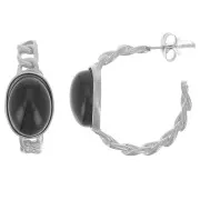 Créoles chaîne 27 mm pour cabochon 14x10 mm - Acier inoxydable 304L x2