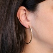 Créoles fines avec oxydes de zirconium 51 mm - Acier inoxydable 316L Doré x2