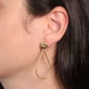 Boucles d'oreilles pendantes gouttes 52x25 mm Acier inox 316L x2