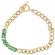 Vert - Bracelet Gourmette 6mm avec oxydes zirconium Acier inox 304L Doré - Vert x19.5cm Bracelet Gourmette 6mm avec oxydes zirconium Acier inox 304L Doré - Vert x19.5cm
